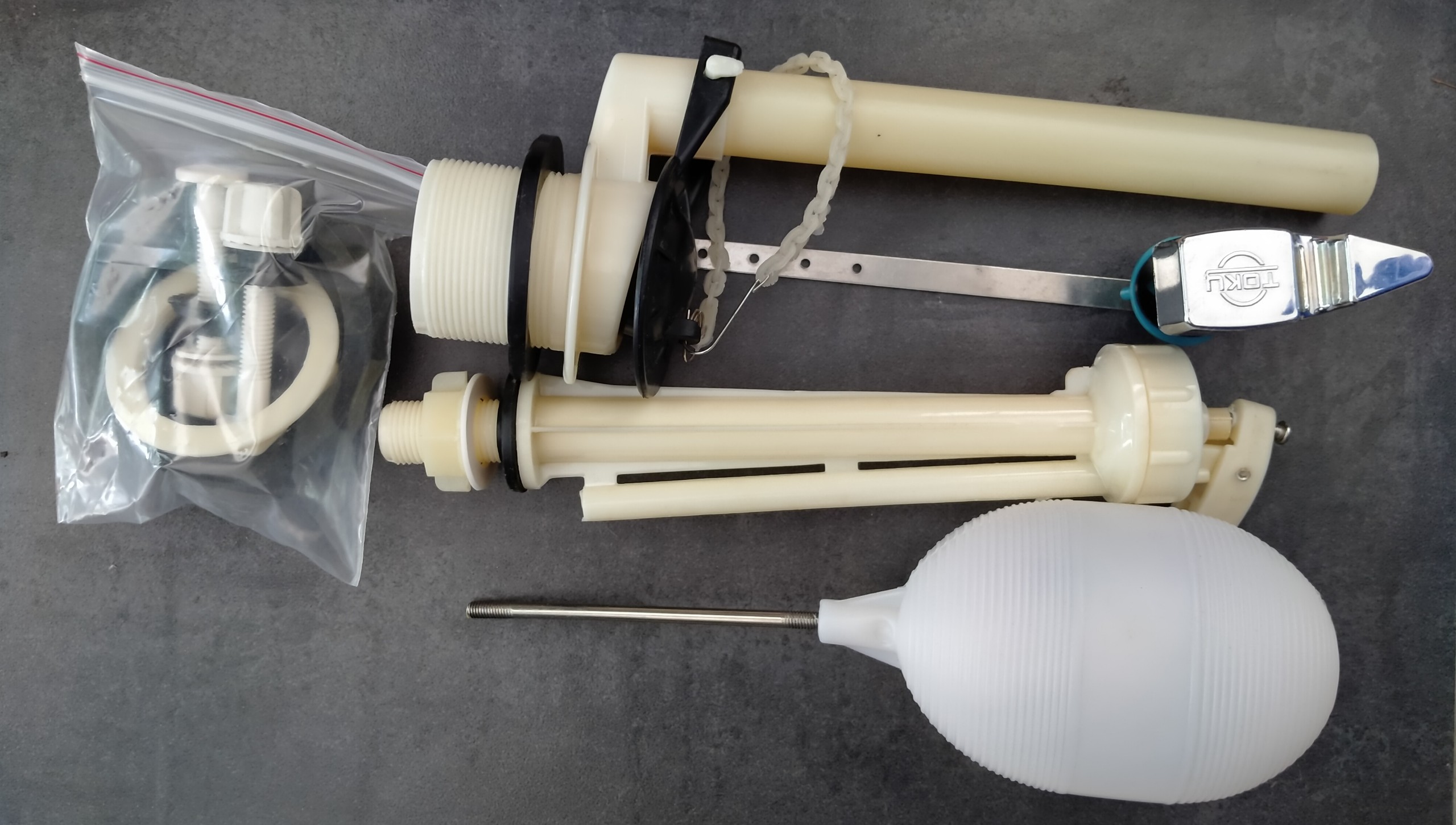 Bộ xả kết nước bồn cầu 2 khối gạt TOKY - Bộ xả kết nước bồn cầu hai khối gạt HA VS013