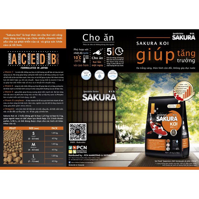 THỨC ĂN CÁ KOI SAKURA HI GROWTH 6,5KG