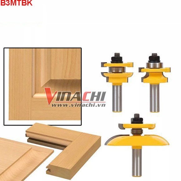 Bộ 3 Mũi Làm Tủ Bếp Vàng Huỳnh Kép - Bộ 3 Mũi Vinachi Làm Tủ Bếp làm bằng hợp kim cacbon siêu cứng có khả năng chịu nhiệt cao