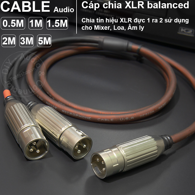 Cáp chia canon xlr đực 1 ra 2 diy 0.5m đến 5m - dây xlr đực ra 2 xlr đực
