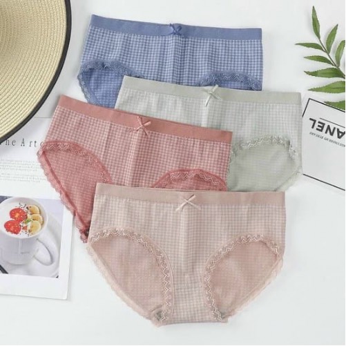 Combo 5 quần lót, quần chip cotton kẻ kháng khuẩn của Nhật co giãn 4 chiều