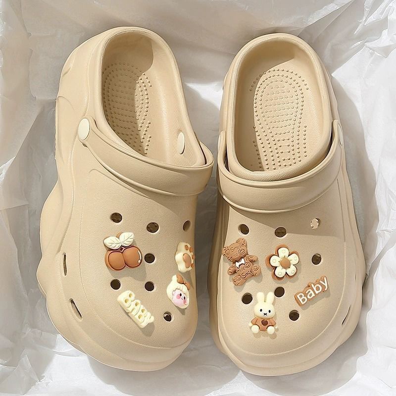 Cross Sneakers with 3-5 cm Sole Made of Eva Material, Anti-Slip, Free Cute Sticker Cream - 7