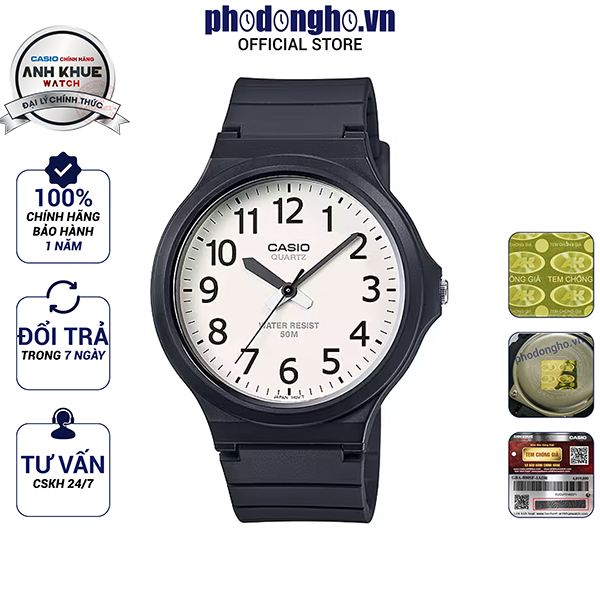 Đồng hồ nam dây nhựa casio anh khuê mw-240-7bvdf
