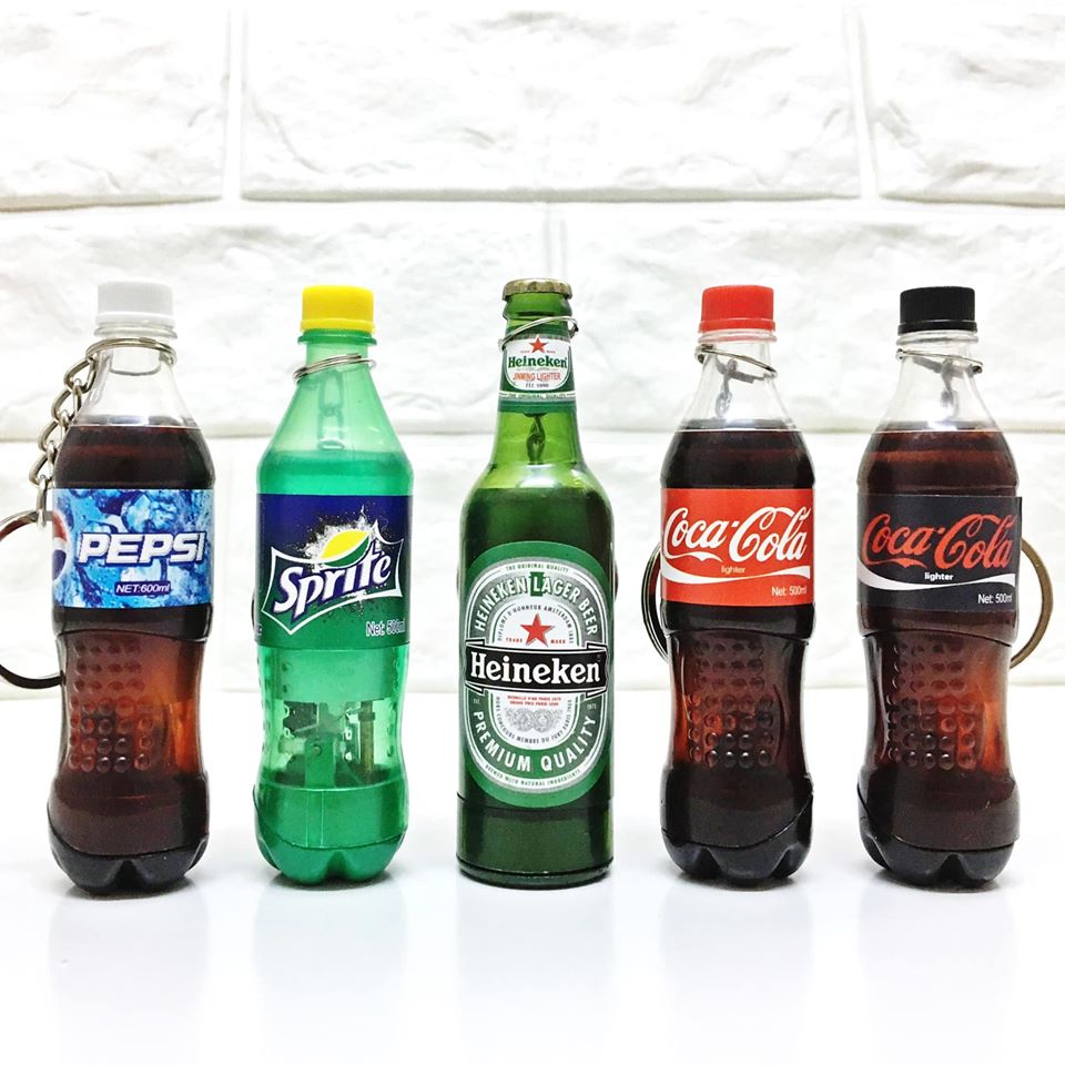 (BẬT LỬA ĐỘC LẠ) HỘT QUẸT KIÊM MÓC KHÓA MINI HÌNH CHAI NƯỚC