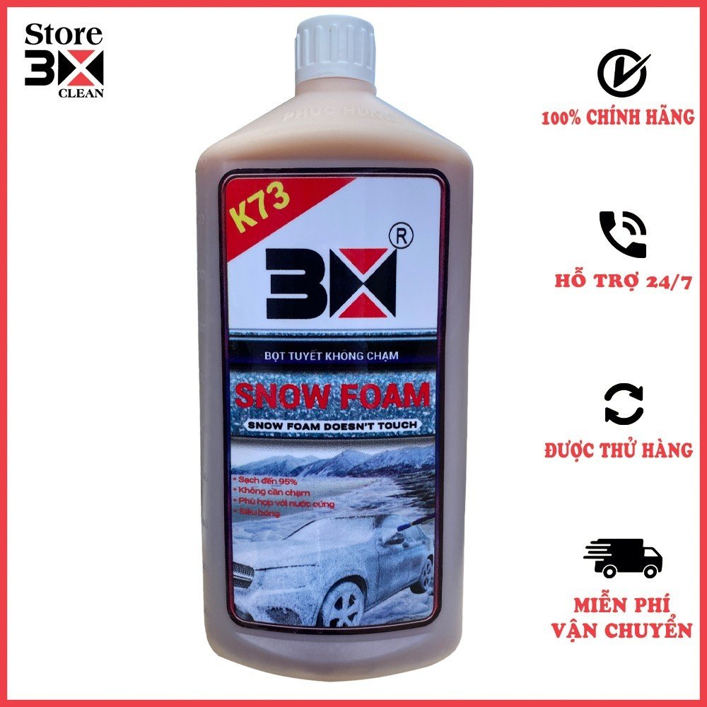 Bọt tuyết rửa xe không chạm cao cấp 3x k73 chai 1000ml đậm đặc tạo bọt nhanh