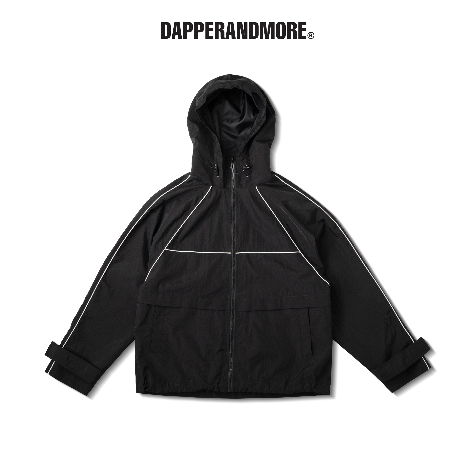 Áo khoác gió dapperandmore basic line windbreaker jacket vải dù 2 lớp đính tag kim loại