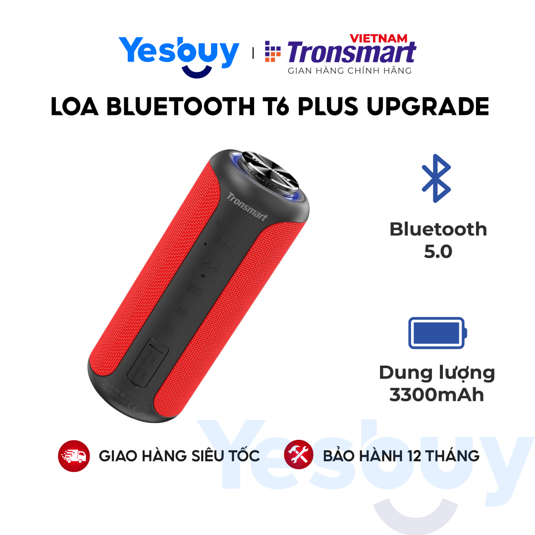 Loa Bluetooth 5.0 Tronsmart T6 Plus / T6 Plus Upgraded Công suất 40W Hỗ trợ TWS ghép đôi 2 loa - Âm thanh vòm âm bass sâu và trầm với 3 chế độ EQ - Kháng nước IPX6 Thời gian nghe nhạc lên tới 24h Hàng phân phối chính hãng