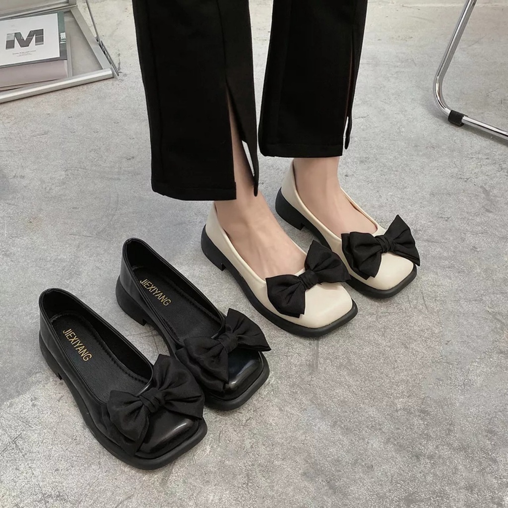 Zinin3456- Giày marry đế đốc mũi vuông nơ xinh đế 3cm siêu xinh sang chảnh
