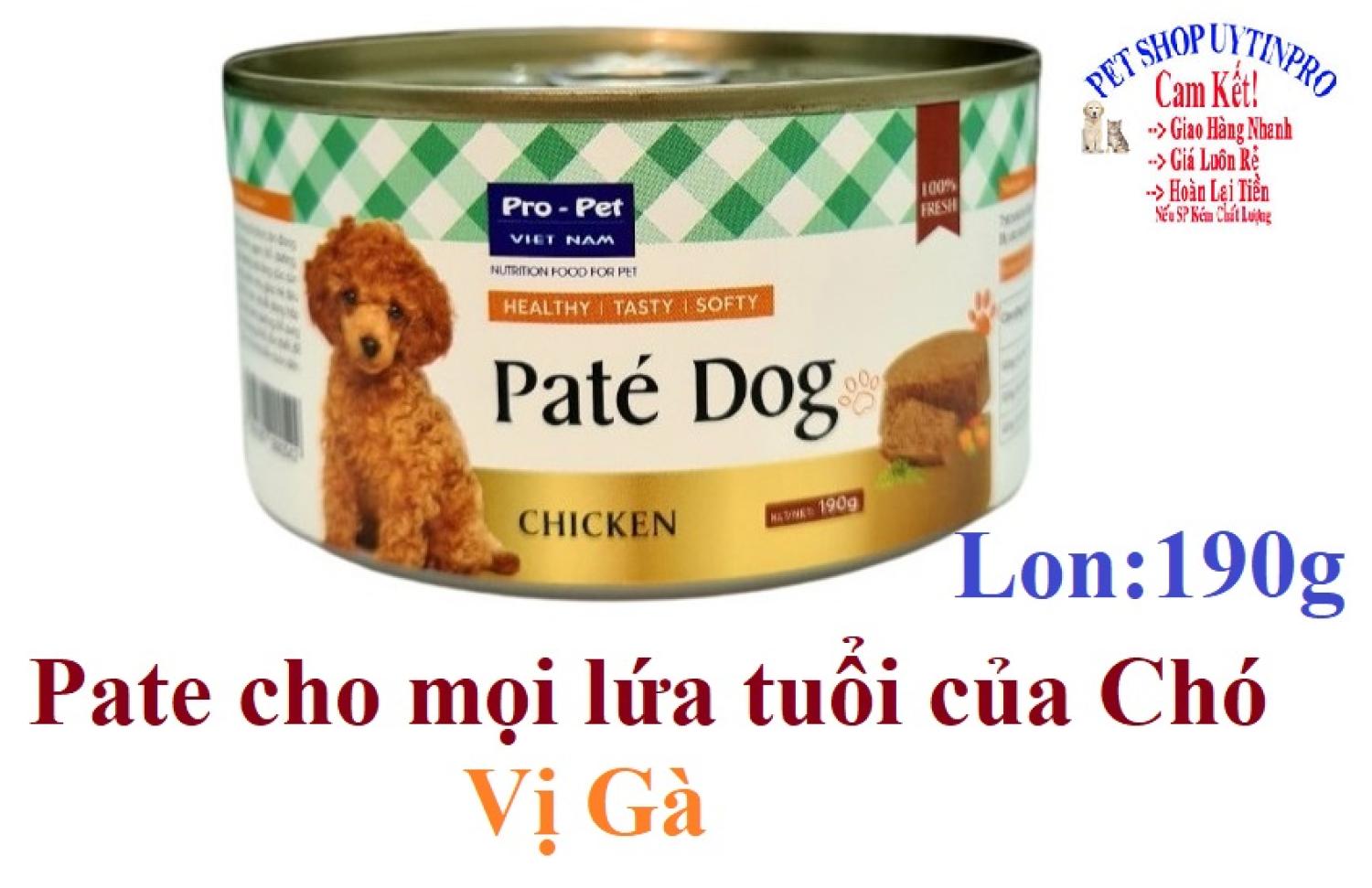 Pate cho chó mọi lứa tuổi pro-pet vị thịt gà lon 190g xuất xứ việt nam - pet shop 24