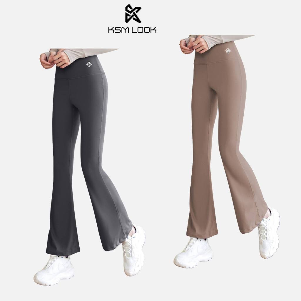 Quần Legging Dài Nữ KSM LOOK Cạp Cao Nâng Mông Ống Loe Vải Mềm Co Dãn Tốt Rẻ Đẹp Khoe Chân Thon Dài QLG605
