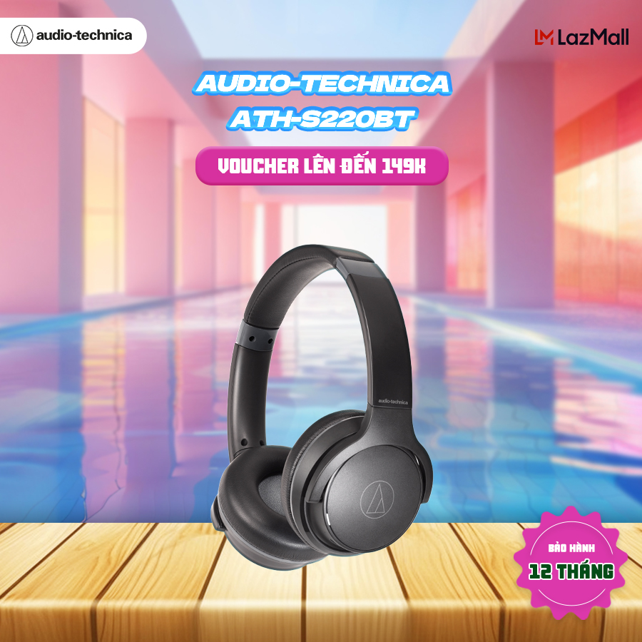 Tai nghe Bluetooth Audio-Technica ATH-S220BT |60H Sử Dụng |Bluetooth 5.0 | Kết Nối 2 Thiết Bị |Hàng Chính Hãng