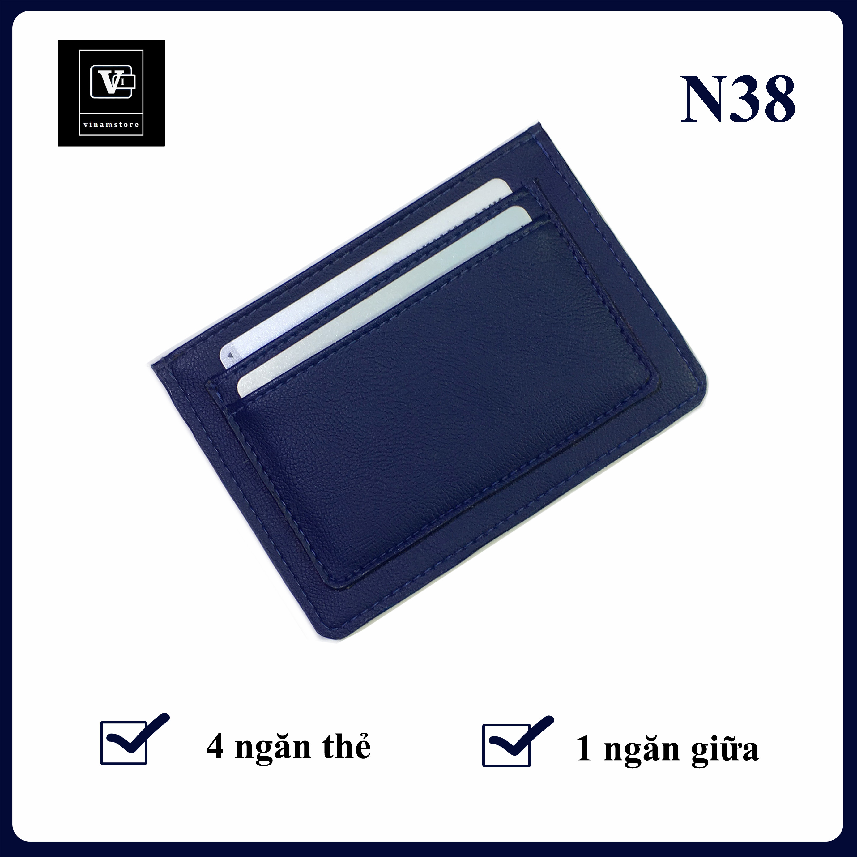 Ví nam ví đựng thẻ ATM ví đựng card ví nam mini cầm tay nhỏ gọn màu xanh ví đựng tiền nhỏ gọn 4 ngăn chứa thẻ và 1 ngăn giữa