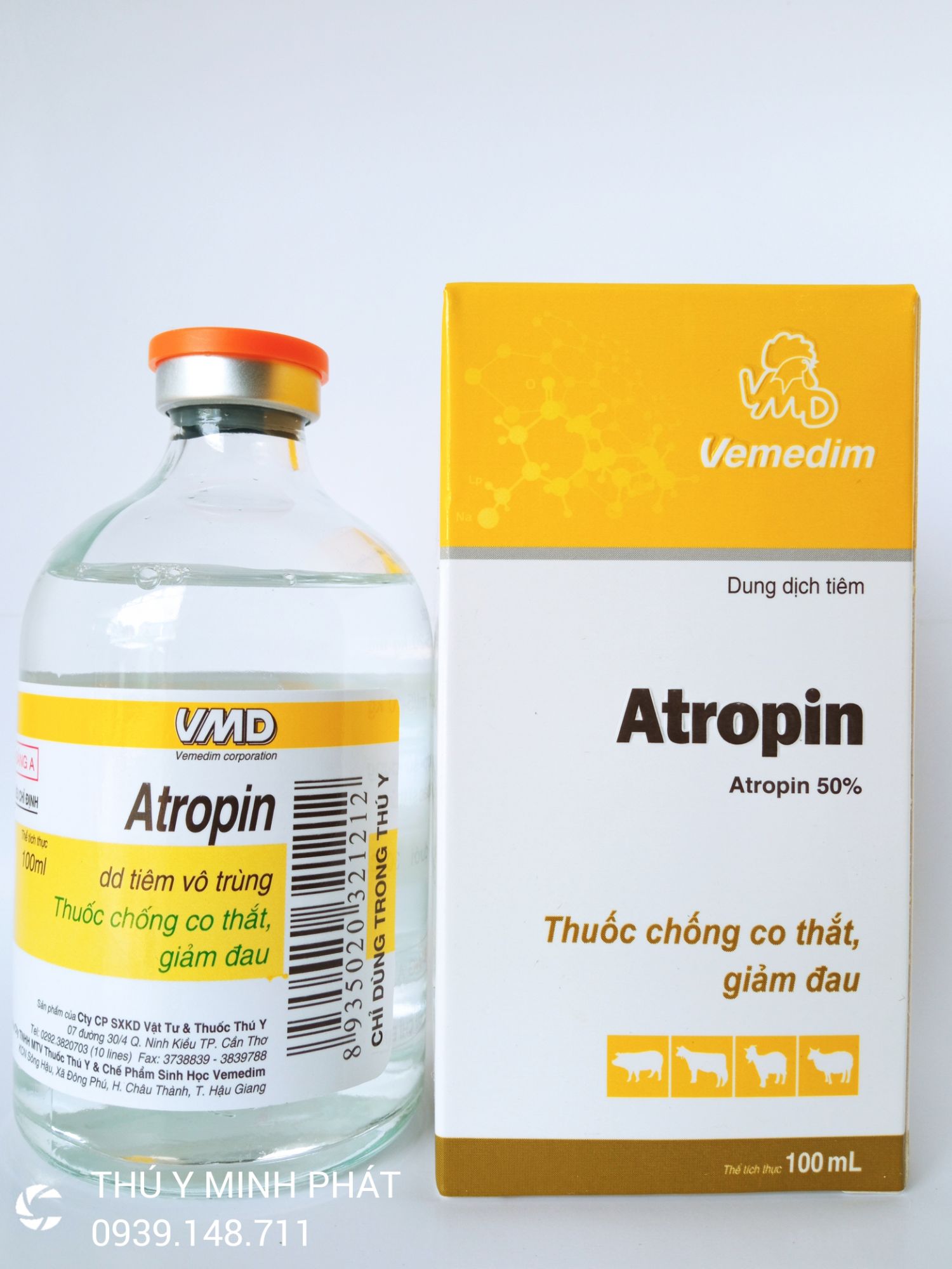 ATROPIN chai 100ml Dung dịch tiêm vô trùng Th.uốc chống co thắt, giảm đau