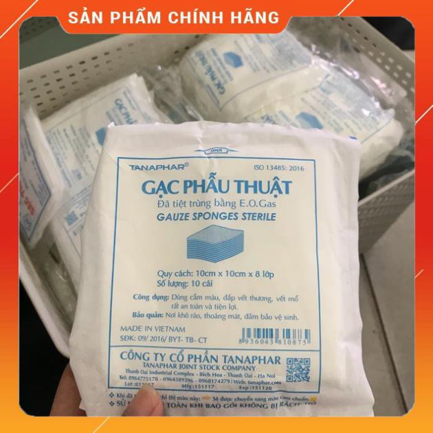 GẠC PHẪU THUẬT 10CM X 10 CM X 8 LỚP COMBO 10 GÓI