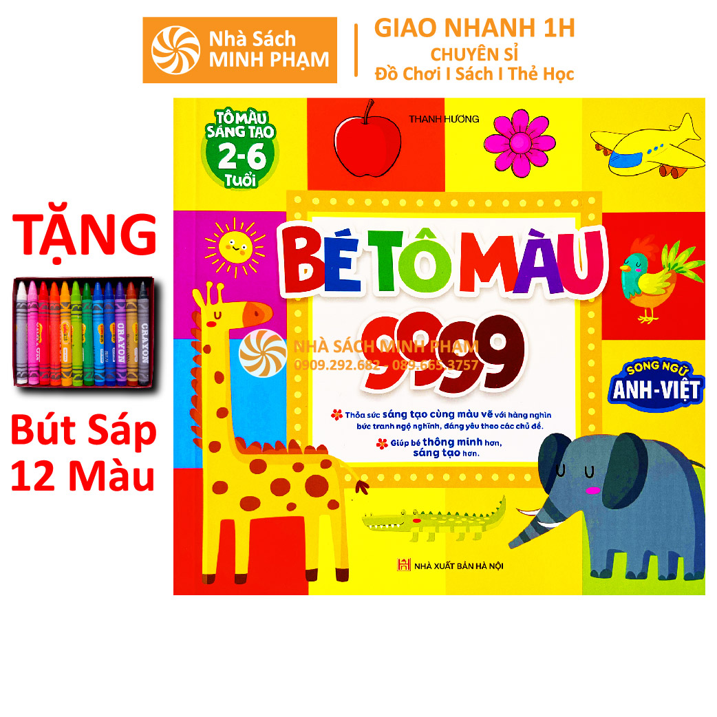 Sách - tập tô màu 9999 cho bé 2-6 tuổi - song ngữ anh việt