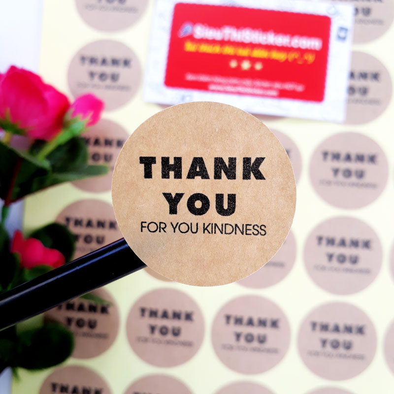 Tem dán kraft Thank You For Your Kindness TYFYK02 dán sản phẩm handmade, túi giấy, hộp quà, mỹ phẩm