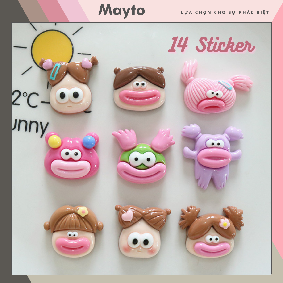 Set 14 Jibbitz, Sticker, Charm 3D chủ đề Môi dày hồng 14 DIY Mayto nhựa cứng gắn Dép Crocs, Cross, Dép Sục, Cá Sấu JB-82