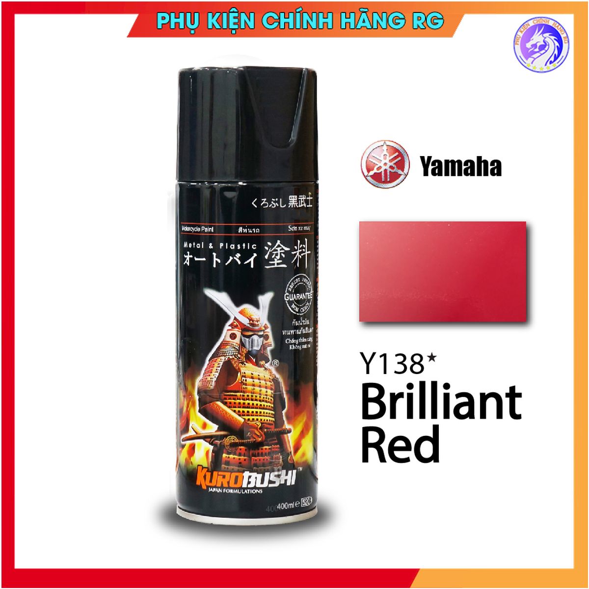 Sơn xịt samurai đỏ candy mã y138 sơn trên nền màu bạc