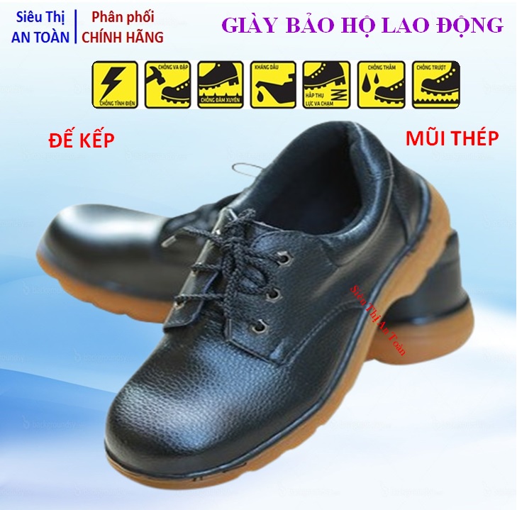 [ CHÍNH HÃNG ] Giày bảo hộ lao động nam ABC, đế kếp chống va đập, trơn trượt, chống hóa chất