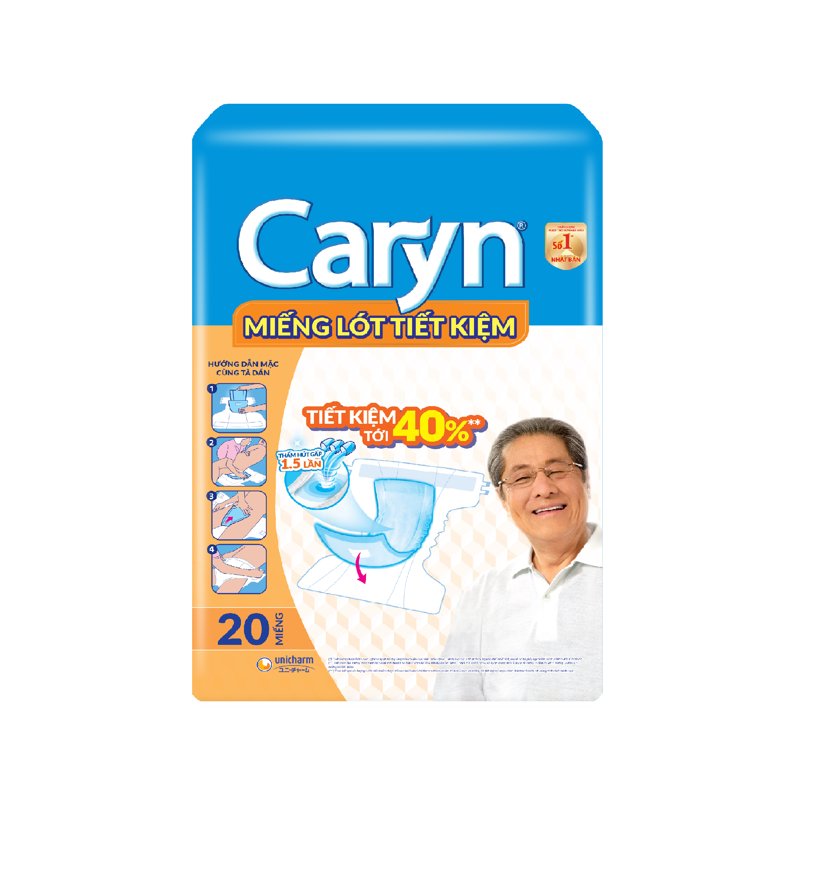 Miếng lót bổ sung Caryn 18 miếng/20 miếng cho người lớn (dùng trên 4 miếng/ngày), với công nghệ nano bạc kháng khuẩn ngăn ngừa vi khuẩn và kiểm soát mùi hiệu quả