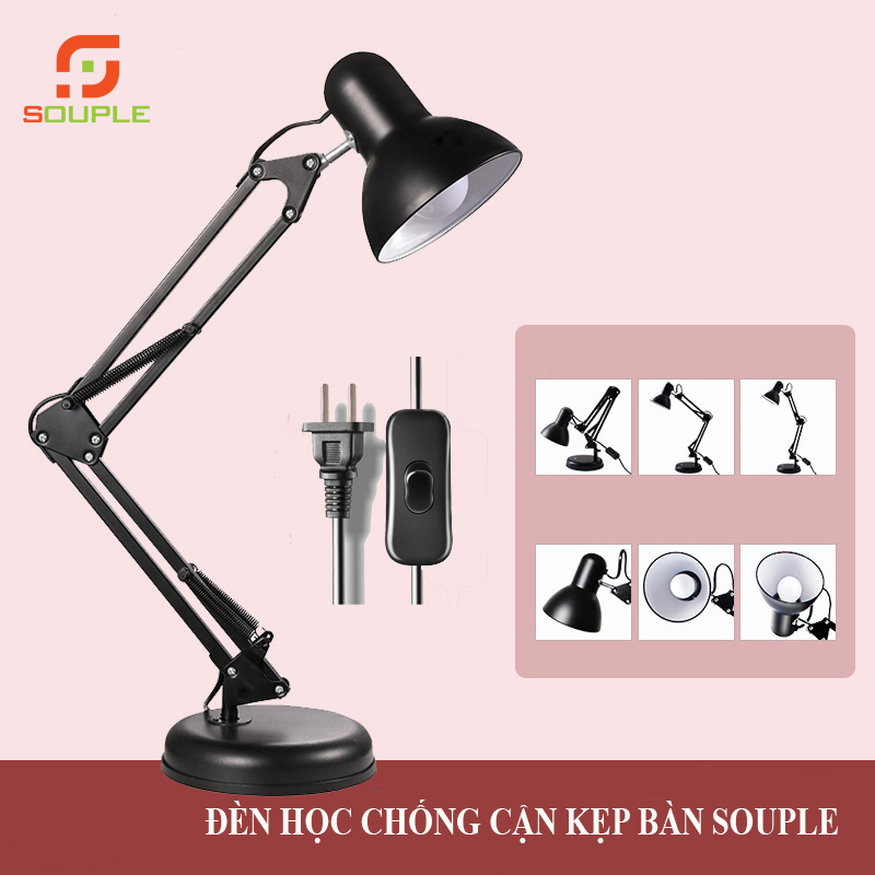 Đèn học kẹp bàn chống cận thị, đèn học chống cận xoay 360 độ souple kẹp bàn chống xê dịch. hàng chính hãng.