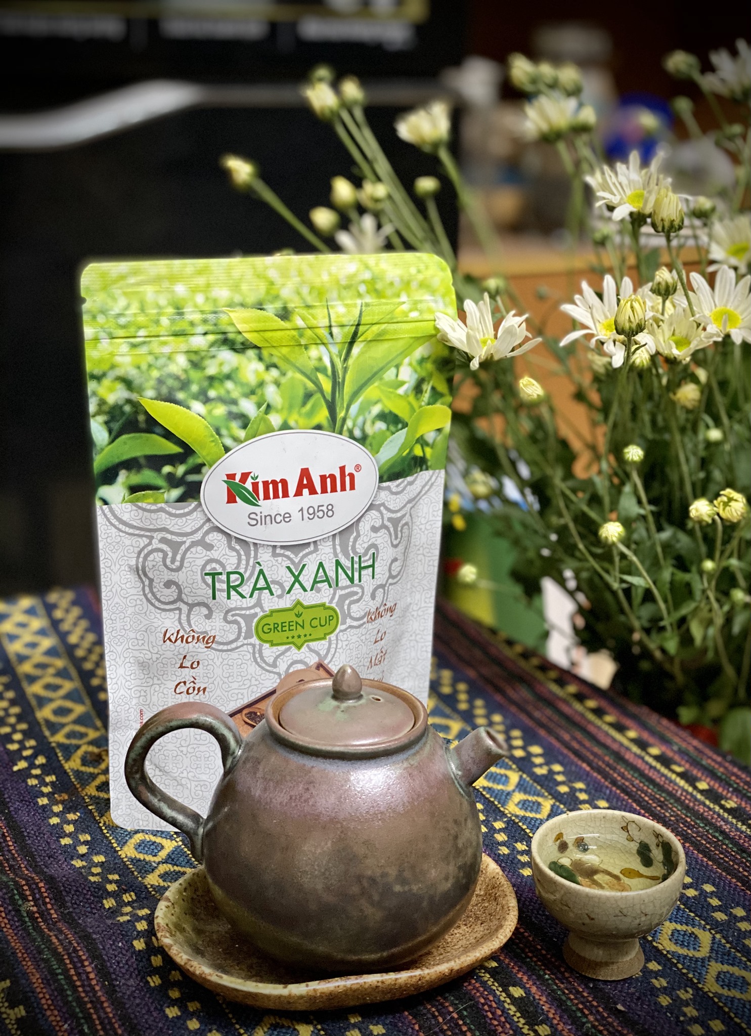 Trà xanh hữu cơ Kim Anh - KimAnh green cup gói 100g- Chè Thái Nguyên