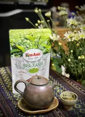 Trà xanh hữu cơ Kim Anh - KimAnh green cup tea hương hoa nhài hoa sen gói 100g