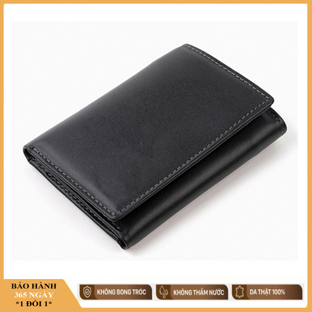 Ví nam da bò thật Chakovet CV.3GA , Kiểu ví da nam 3 gấp có khuy bấm, Bóp nam da bò có nhiều ngăn đựng tiền thẻ giấy tờ xe