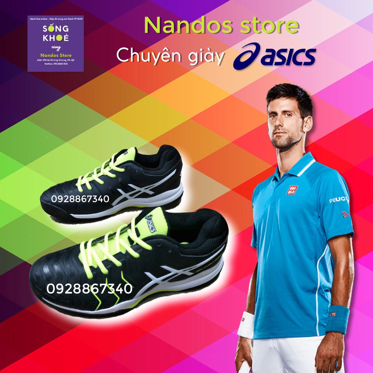 [HCM][GIẢM GIÁ 30%] GIÀY TENNIS A SICS THƯƠNG HIỆU DJO KOVIC MỚI 2020