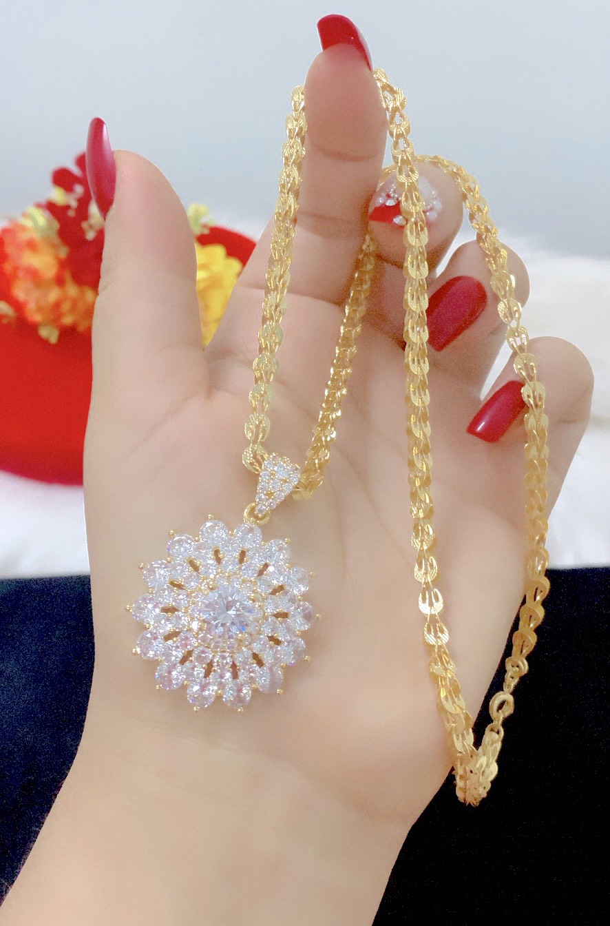 Dây chuyền nữ mặt xoàn mạ 18k cao cấp P738