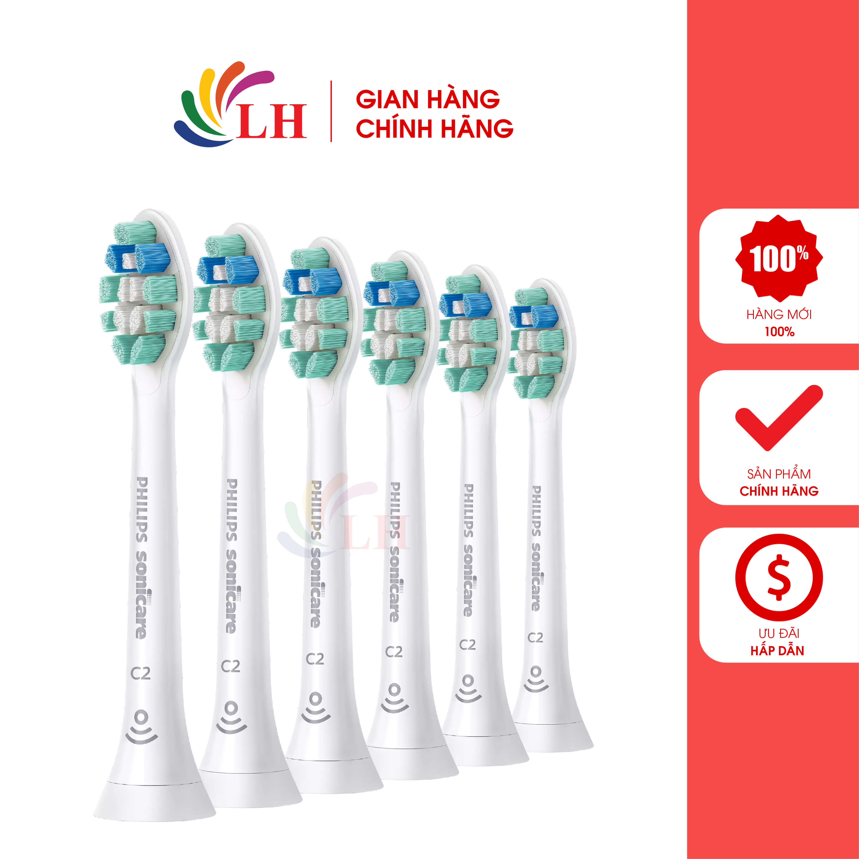 Đầu bàn chải thay thế bàn chải điện Philips Sonicare C2 Optimal Plaque HX902 - Thiết kế nhỏ gọn, dễ dàng tháo lắp