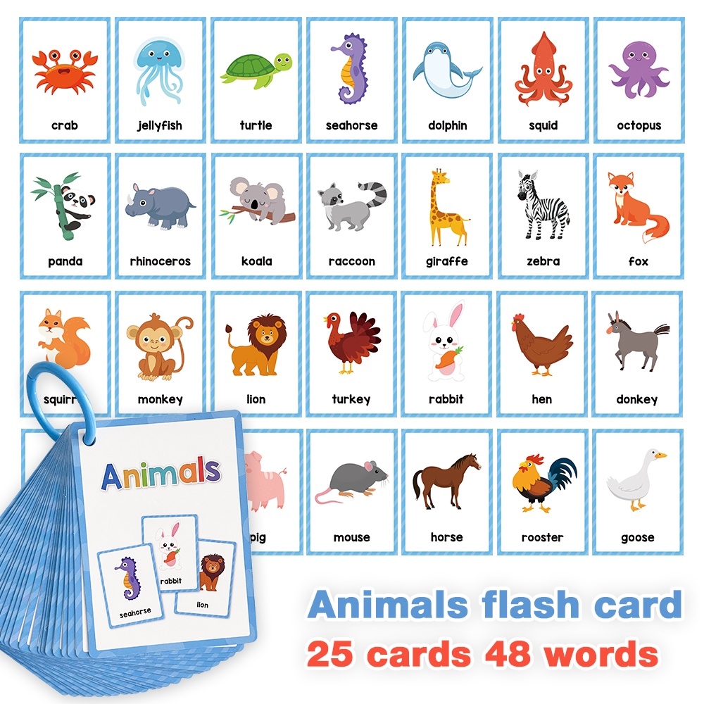 Animals Children s English Flashcards Cognitive Cards for Kids Learning