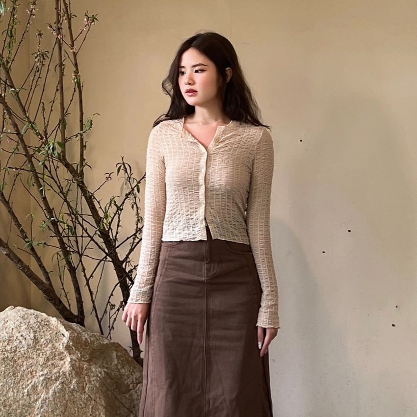 Olv - áo lorie top in beige