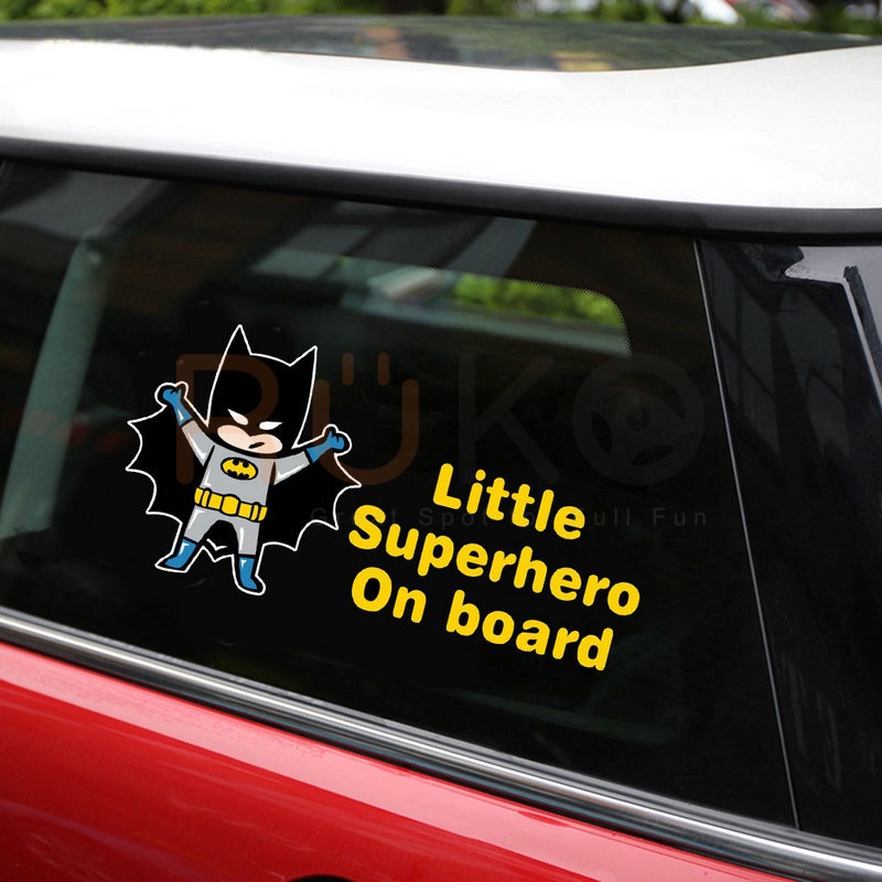🚗  Sticker hình Batman giơ tay Little Superhero On Board
