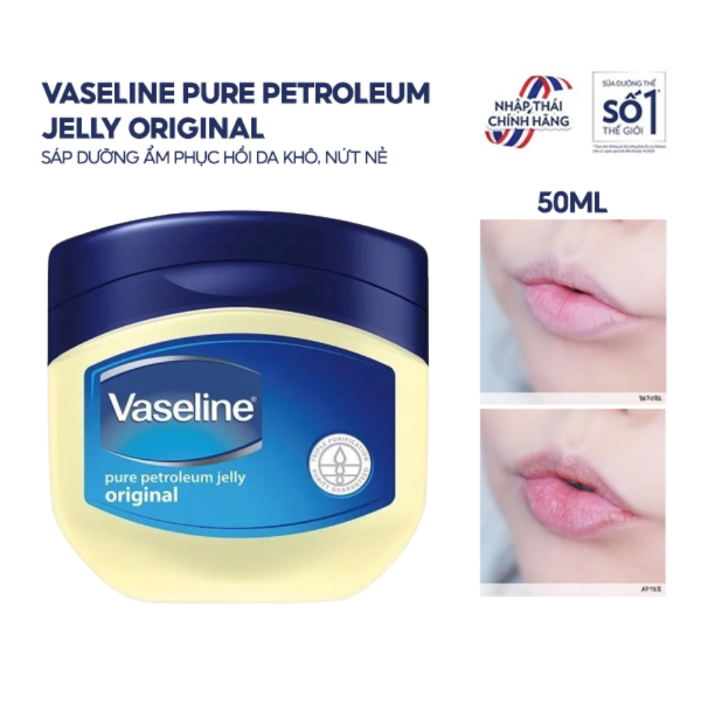 Sáp dưỡng ẩm đa năng vaseline pure petroleum jelly original mỹ 50g