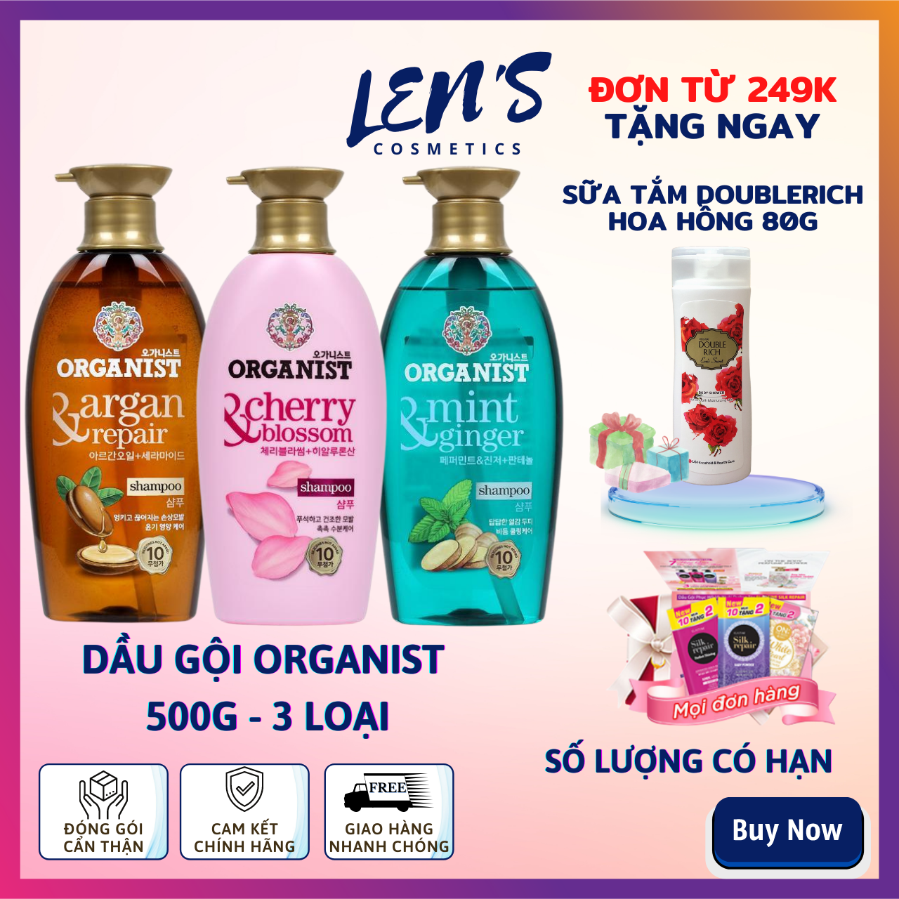 [TẶNG QUÀ ĐƠN TỪ 249K] Dầu Gội Organist Nuôi Dưỡng Tóc 500ML - Hàn Quốc - 3 mùi hương