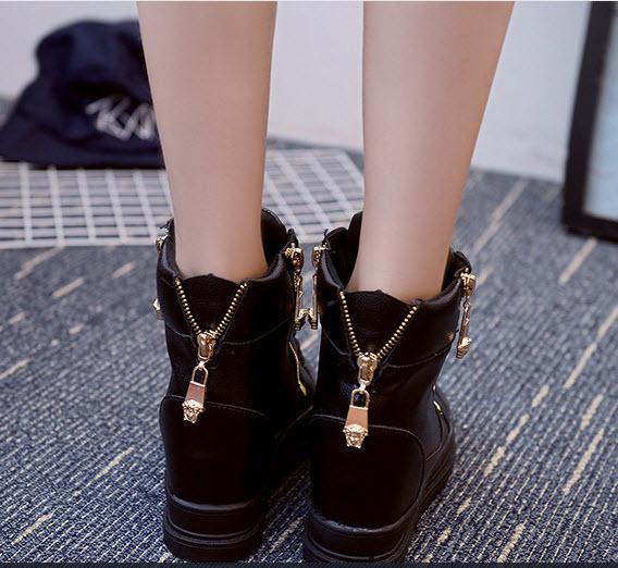 Giày boot nữ cao cổ đế độn phong cách Hàn Quốc B042