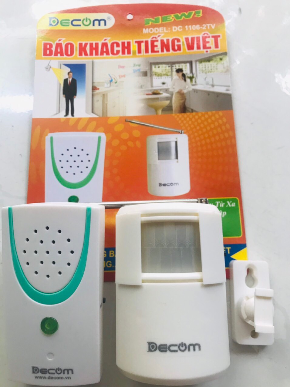 Chuông báo khách, báo động chống trộm hồng ngoại không dây DECOM