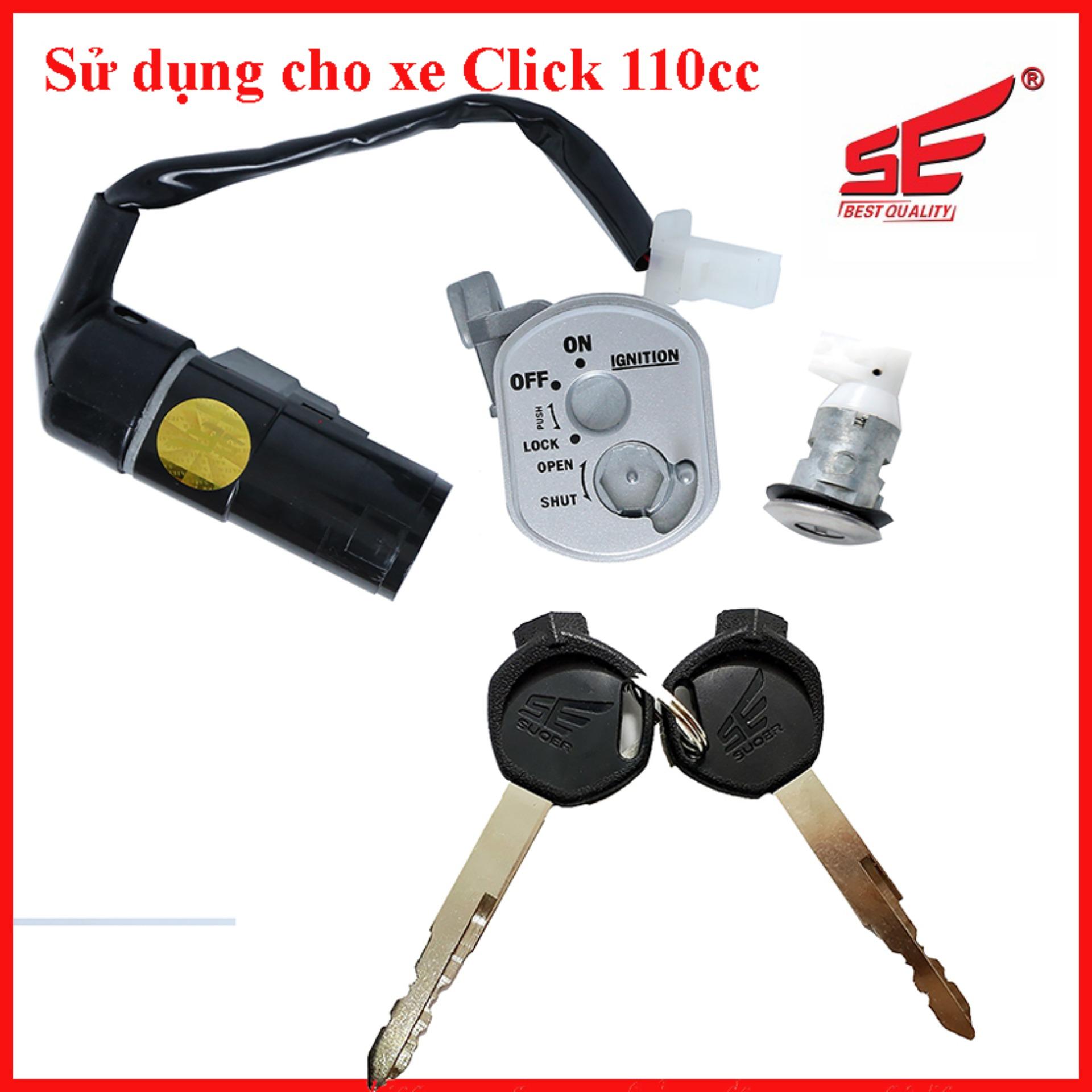 Bộ ổ khóa xe máy CLICK 110 2 cạnh thương hiệu SE