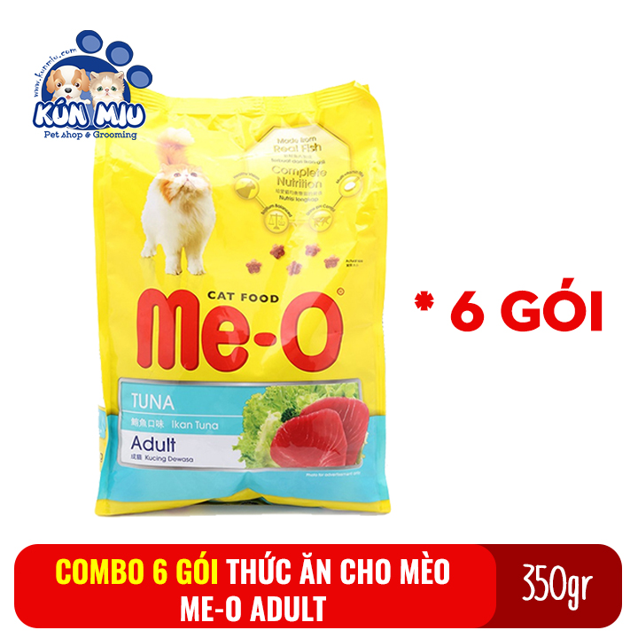 [Hoàn Tiền 10%] Combo 6 gói Thức ăn cho mèo lớn đã trưởng thành trên 1 tuổi Me-O Adult 350gr
