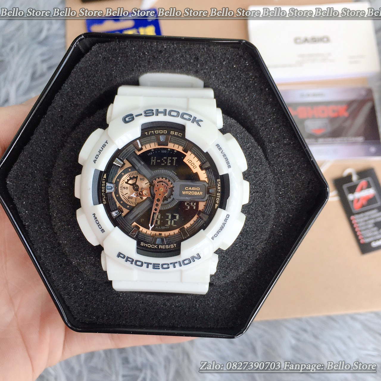 Đồng hồ thể thao nam G-Shock GA-110RG-7A ( TRẮNG ĐỒNG) Có Baby-g và đôi nam nữ + Made in JAPAN, chống nước 200M, Tặng kèm pin dự phòng, Bảo hành 12 tháng - BELLO Store