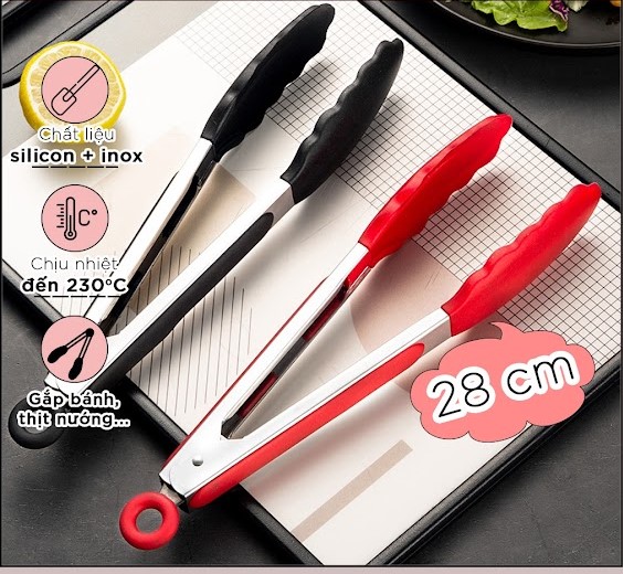 Kẹp gắp thức ăn, bánh silicon chịu nhiệt -giao màu ngẫu nhiên
