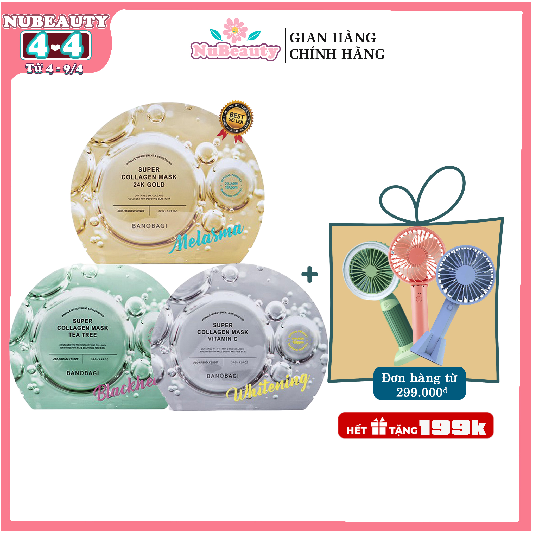 "CHÍNH HÃNG" Mặt Nạ Banobagi Super Collagen Mask Wrinkle Improvement & Brightening ( Mẫu Mới )