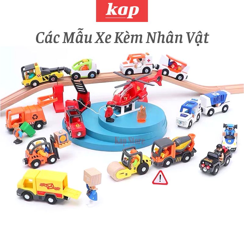 [HCM]Các bộ đồ chơi xe giao thông thành thị Full Box xe chơi trên đường ray xe lửa gỗ