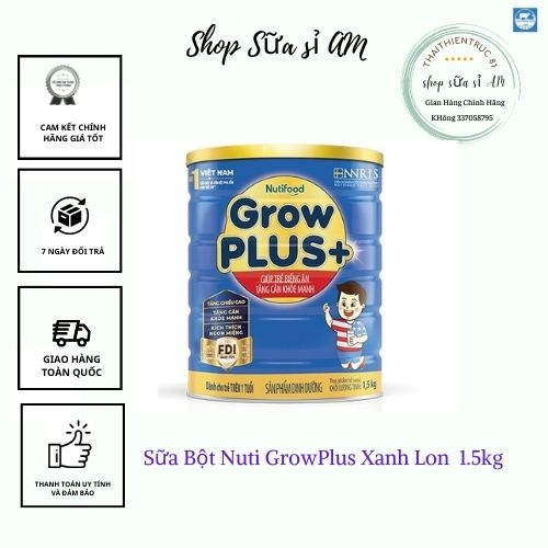 Sữa bột nuti growplus xanh lon 1.5kg mẫu mới