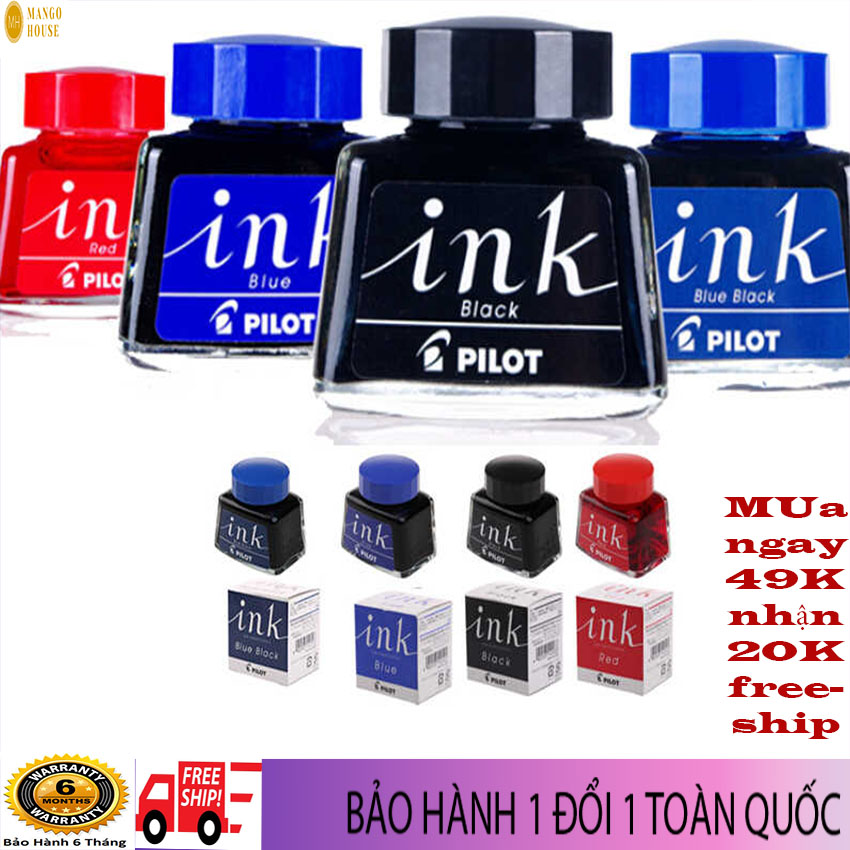 Mực viết máy cao cấp INK PILOT- Mực nước Nhật Bản 30Ml cao cấp không lắng cặn, màu sắc tươi sáng, phù hợp viết nghệ thuật, luyên chữ- Mango House- Mực viết máy, mực bút bơm, mực bút, bút mực, mực in, mực lọ,