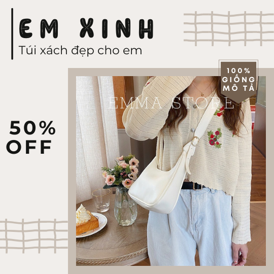 Túi Xách Nữ Dáng Thuyền Size 25cm Túi Đeo Chéo da dày trơn đơn giản