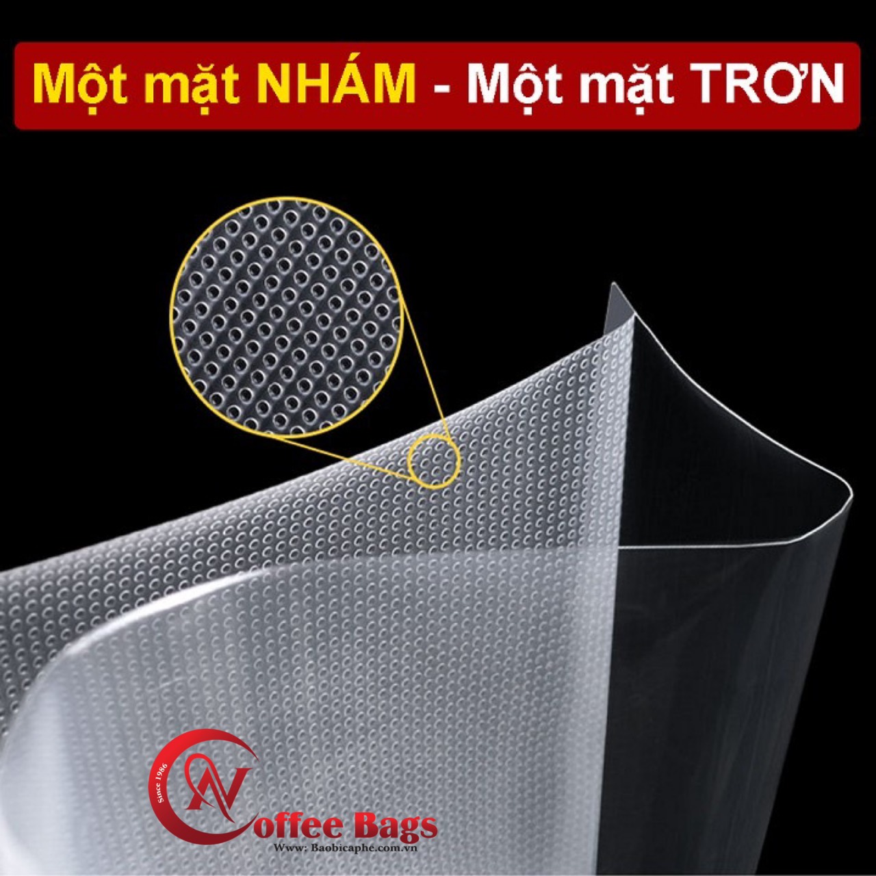 TÚI PA HÚT CHÂN KHÔNG 1 MẶT NHÁM, BẢO QUẢN THỰC PHẨM