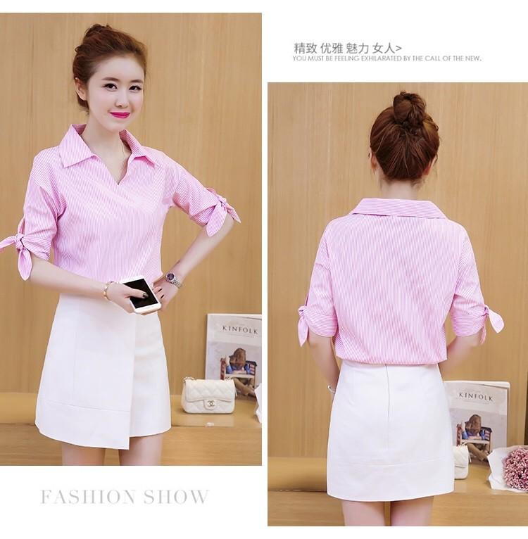 [HCM]Áo sơ mi nữ kẻ sọc cổ V tay lỡ cao cấp