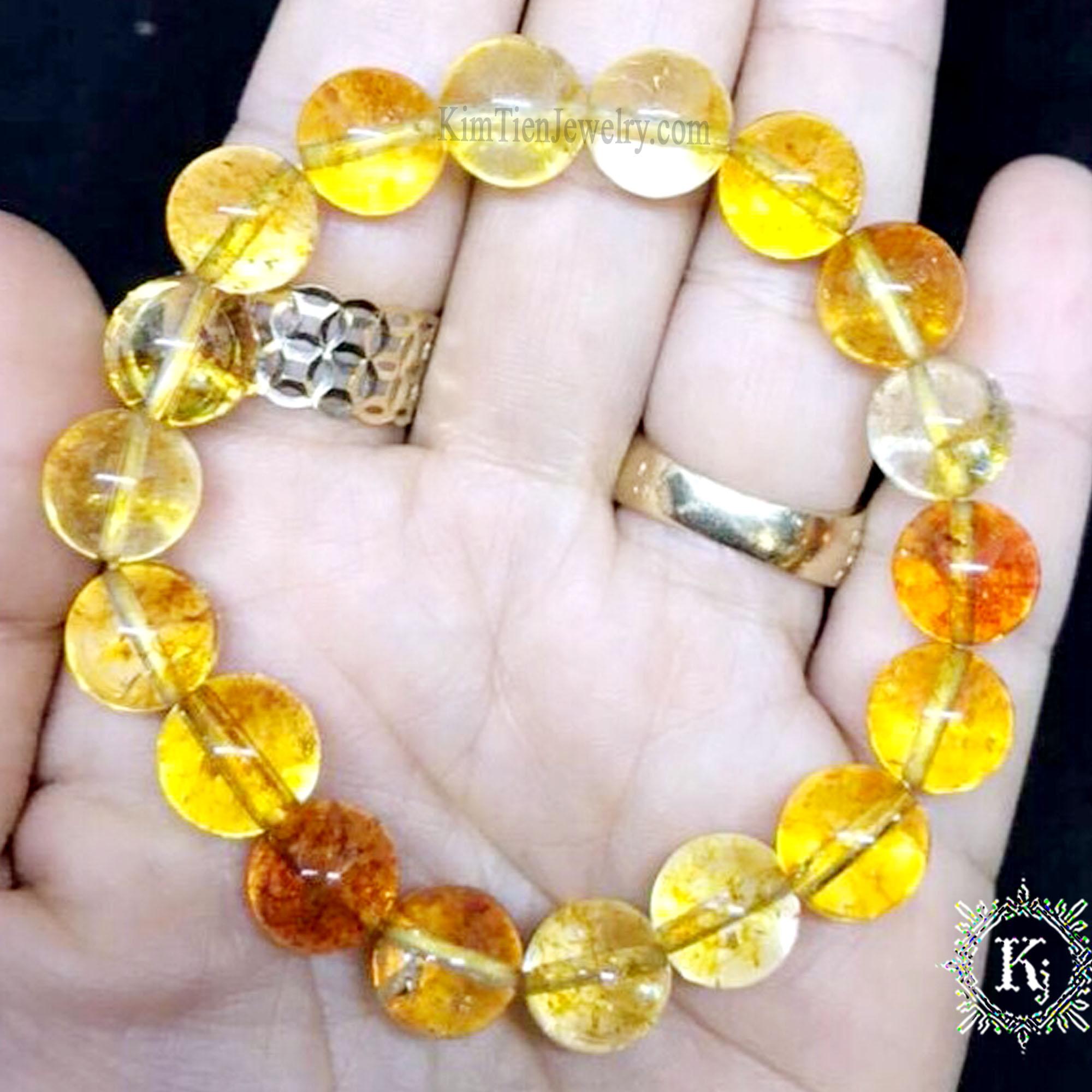 Vòng Tay Phong Thủy Đá Ưu Linh Vàng  - Hợp Mệnh Thổ , Mệnh Kim   -  Mang Đến May Mắn - Gia  Tăng Vượng Khí - Tặng Kèm Dây, Đá Dự Phòng